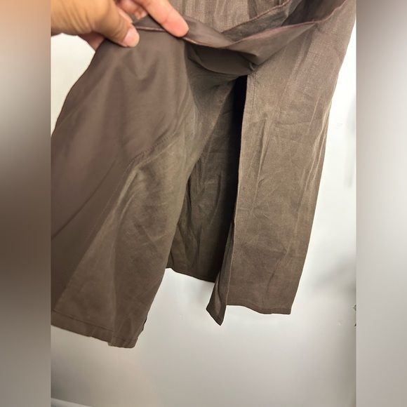 Philippe Adec Paris 100%linen Portugal made Sz 8 Pleated Ruffle Slit Maxi Skirt - Picture 5 of 13